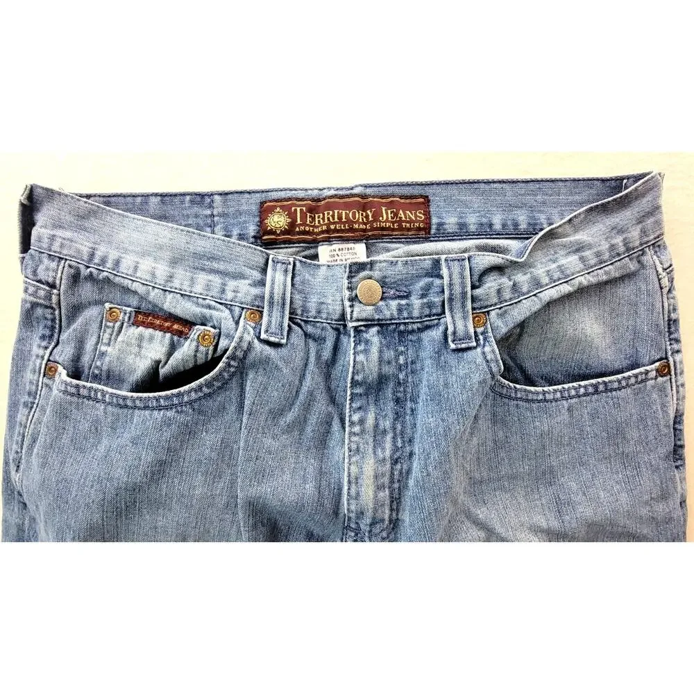 The Territory Ahead Straight Leg Jeans 34x32 Relaxed Fit Cotton Denim